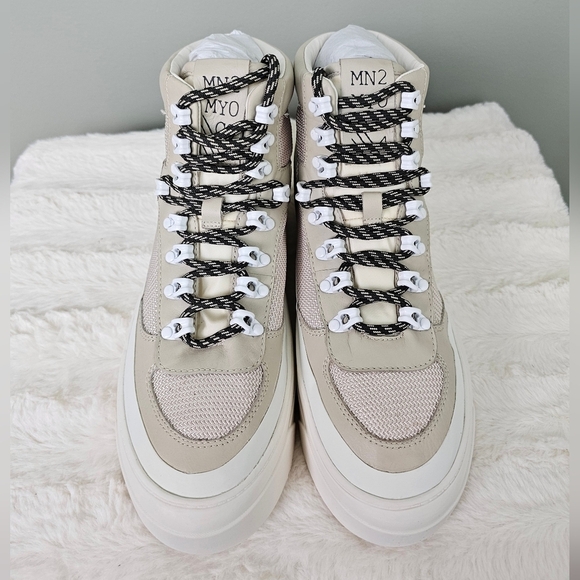 Womens Miz Mooz Alpyne High Top Leather Platform Sneaker - Cream 8 - Picture 4 of 13